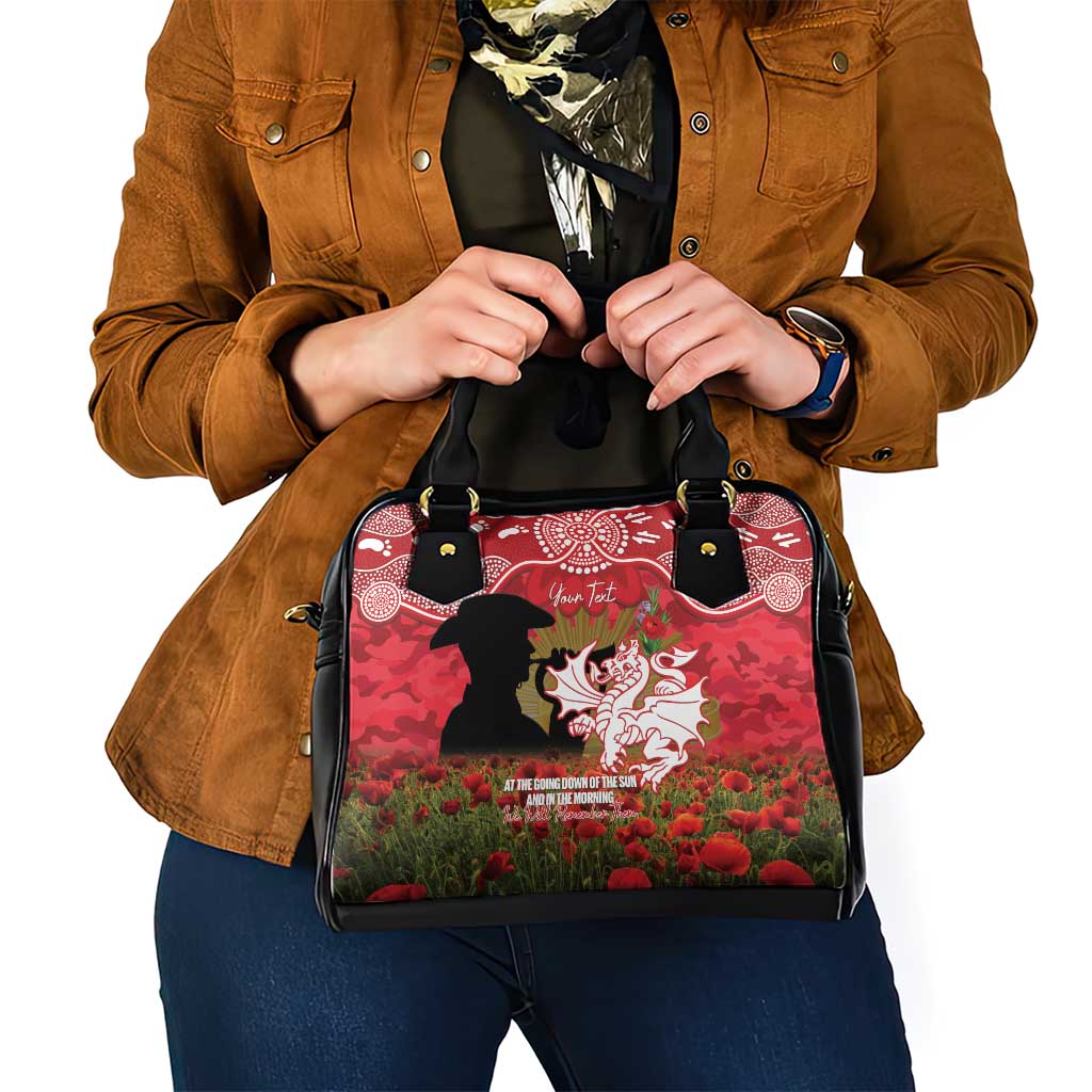 Personalised Dragons Rugby ANZAC Day Shoulder Handbag Last Post Poppy We Will Remember Them