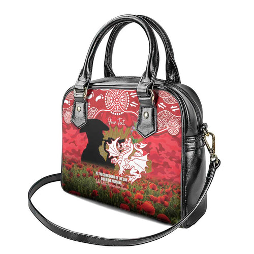Personalised Dragons Rugby ANZAC Day Shoulder Handbag Last Post Poppy We Will Remember Them