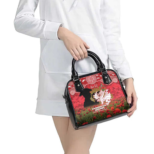 Personalised Dragons Rugby ANZAC Day Shoulder Handbag Last Post Poppy We Will Remember Them