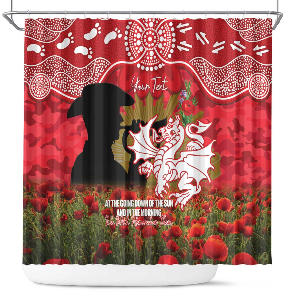 Personalised Dragons Rugby ANZAC Day Shower Curtain Last Post Poppy We Will Remember Them