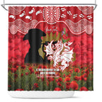Personalised Dragons Rugby ANZAC Day Shower Curtain Last Post Poppy We Will Remember Them