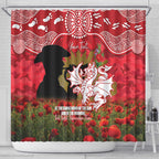Personalised Dragons Rugby ANZAC Day Shower Curtain Last Post Poppy We Will Remember Them