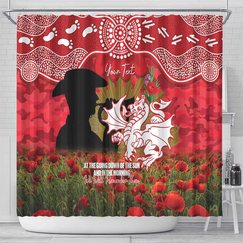 Personalised Dragons Rugby ANZAC Day Shower Curtain Last Post Poppy We Will Remember Them