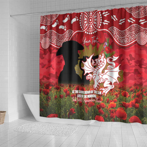 Personalised Dragons Rugby ANZAC Day Shower Curtain Last Post Poppy We Will Remember Them
