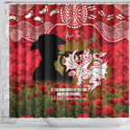 Personalised Dragons Rugby ANZAC Day Shower Curtain Last Post Poppy We Will Remember Them