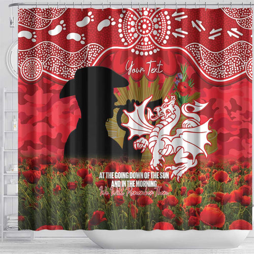 Personalised Dragons Rugby ANZAC Day Shower Curtain Last Post Poppy We Will Remember Them