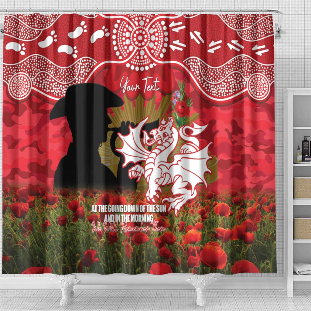 Personalised Dragons Rugby ANZAC Day Shower Curtain Last Post Poppy We Will Remember Them