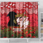 Personalised Dragons Rugby ANZAC Day Shower Curtain Last Post Poppy We Will Remember Them