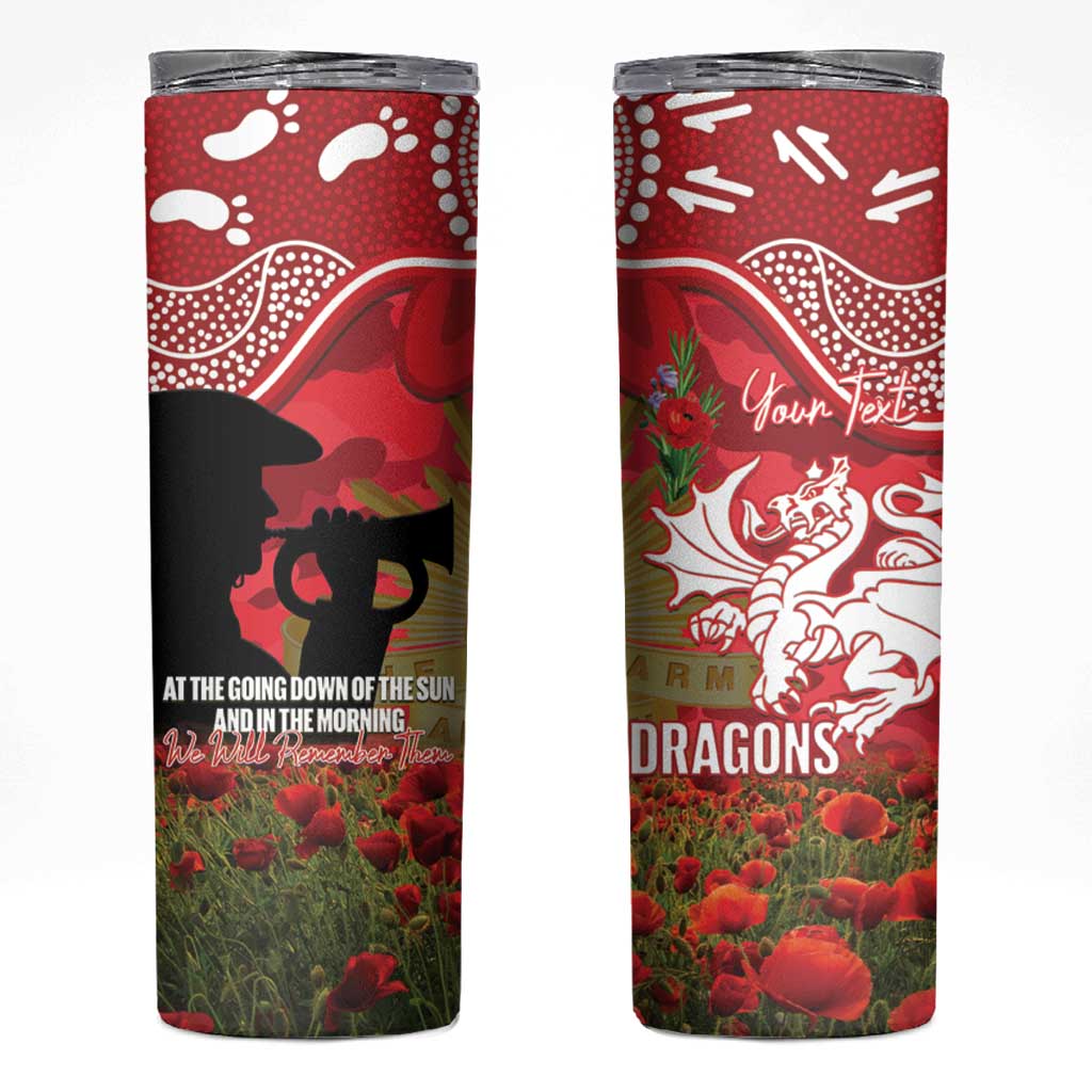 Personalised Dragons Rugby ANZAC Day Skinny Tumbler Last Post Poppy We Will Remember Them
