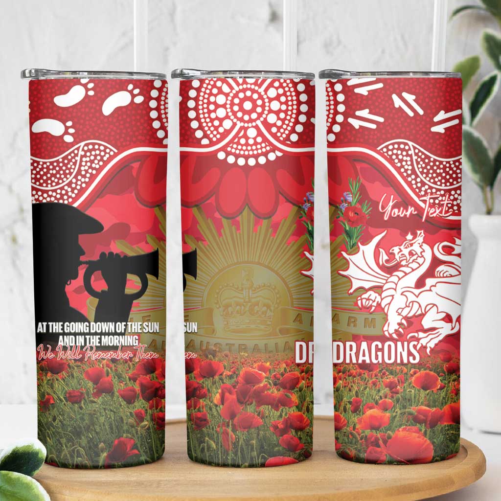 Personalised Dragons Rugby ANZAC Day Skinny Tumbler Last Post Poppy We Will Remember Them