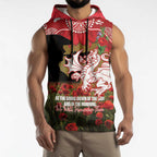 Personalised Dragons Rugby ANZAC Day Sleeveless Hoodie Last Post Poppy We Will Remember Them