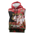 Personalised Dragons Rugby ANZAC Day Sleeveless Zip Hoodie Last Post Poppy We Will Remember Them