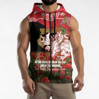 Personalised Dragons Rugby ANZAC Day Sleeveless Zip Hoodie Last Post Poppy We Will Remember Them
