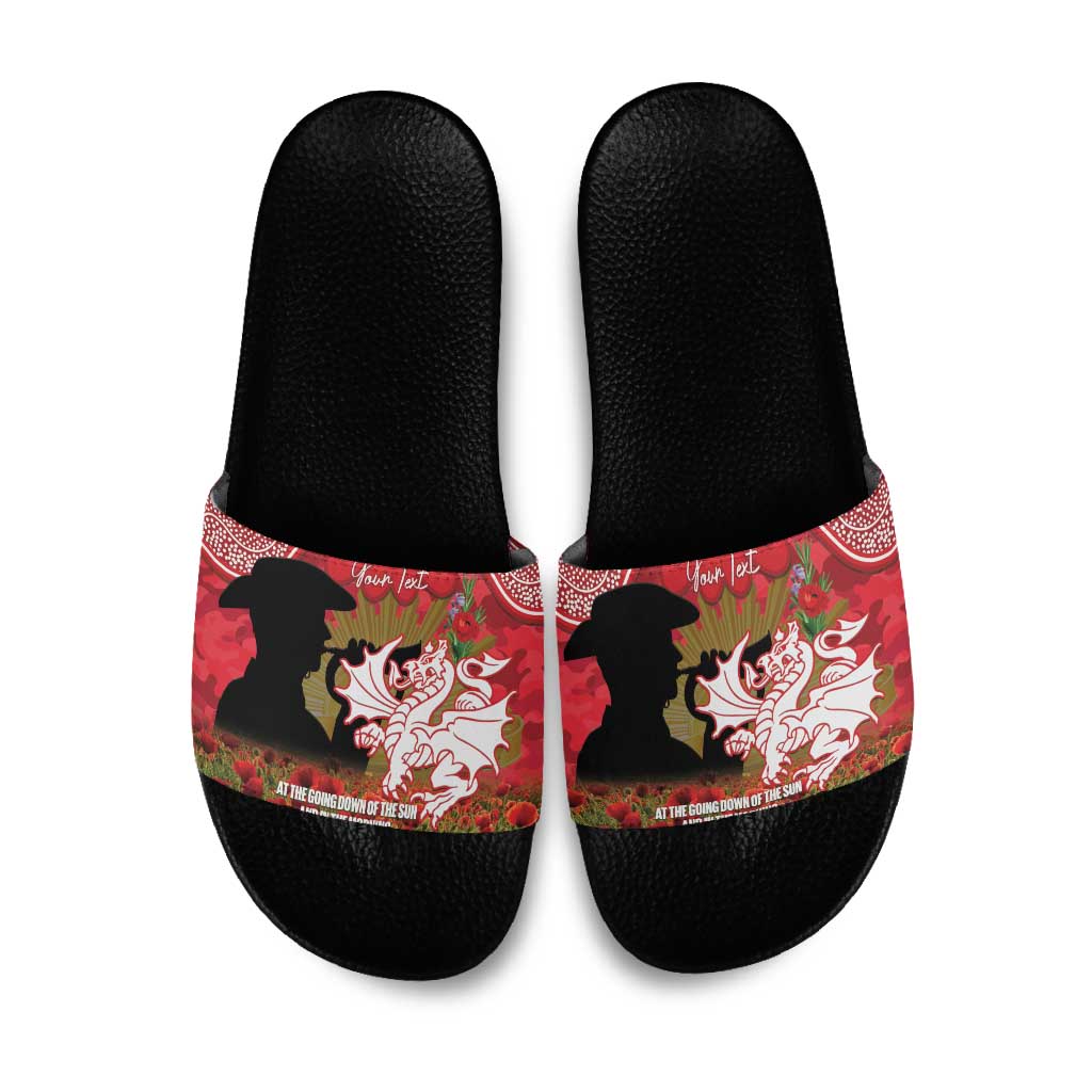 Personalised Dragons Rugby ANZAC Day Slide Sandals Last Post Poppy We Will Remember Them