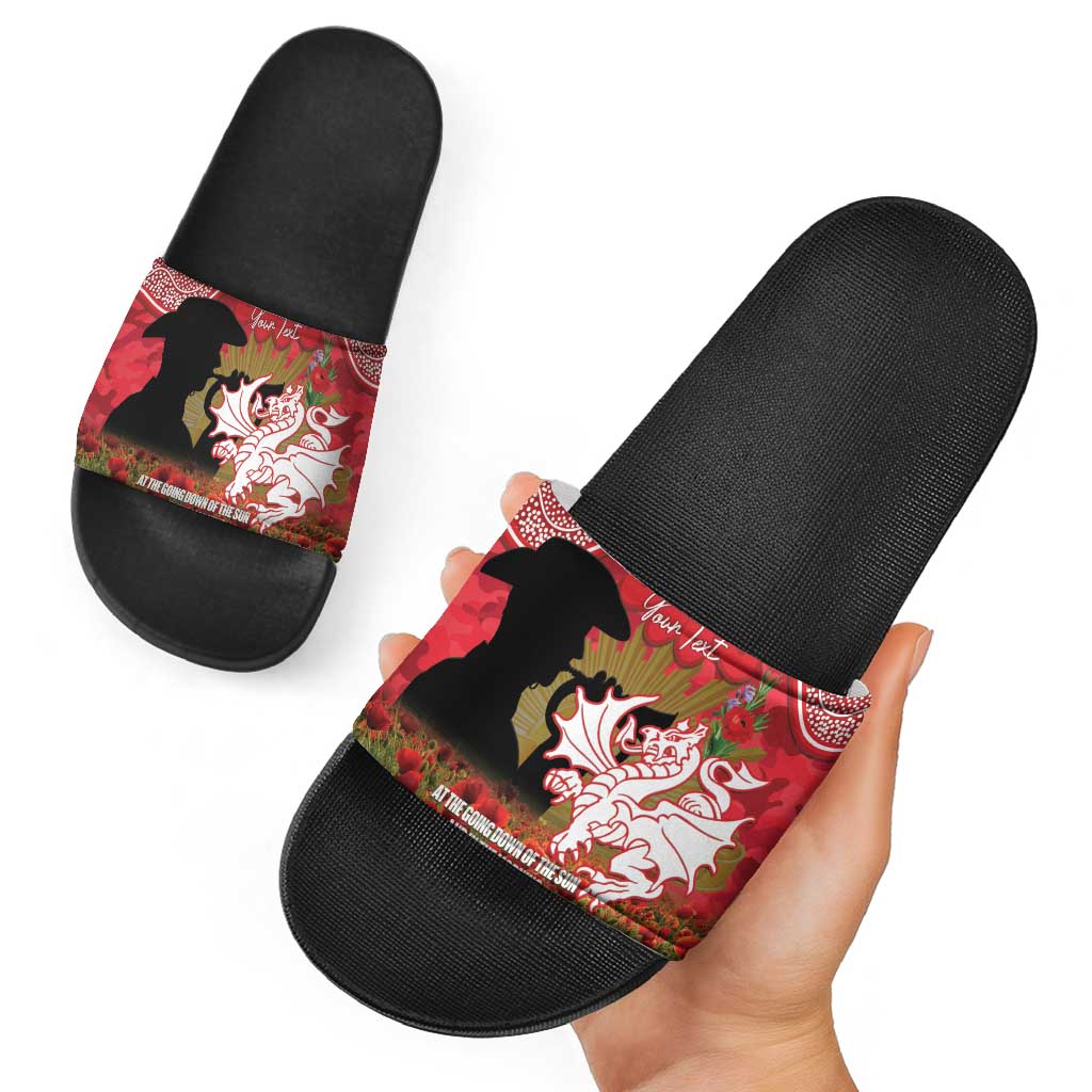 Personalised Dragons Rugby ANZAC Day Slide Sandals Last Post Poppy We Will Remember Them