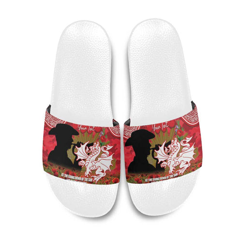 Personalised Dragons Rugby ANZAC Day Slide Sandals Last Post Poppy We Will Remember Them
