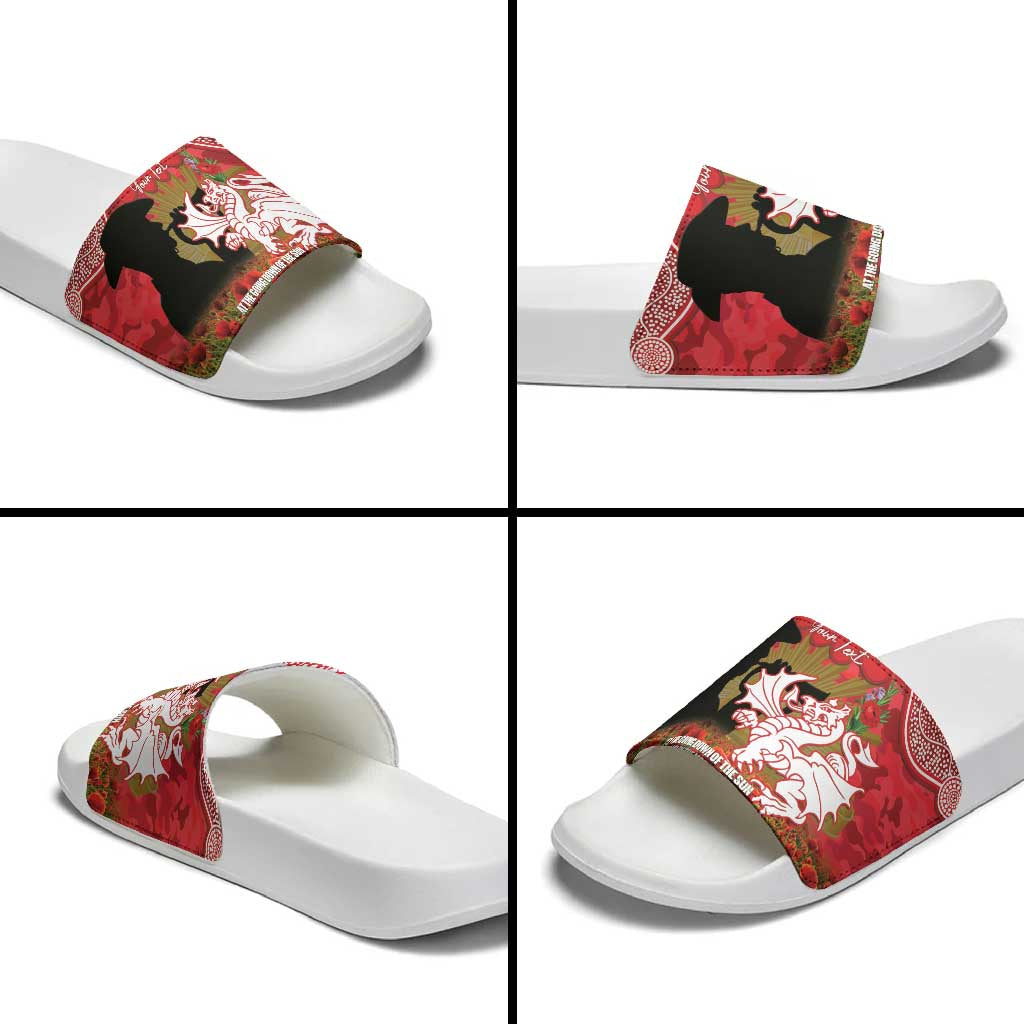 Personalised Dragons Rugby ANZAC Day Slide Sandals Last Post Poppy We Will Remember Them