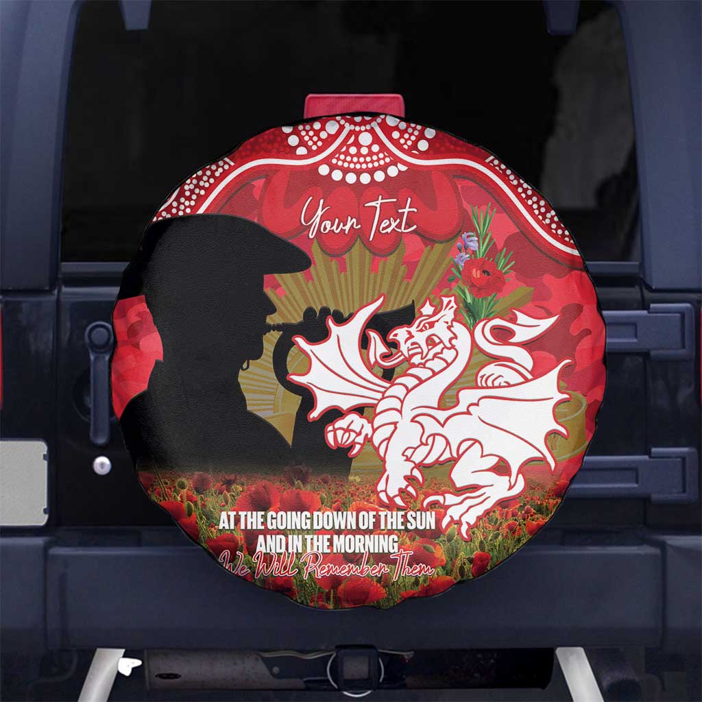 Personalised Dragons Rugby ANZAC Day Spare Tire Cover Last Post Poppy We Will Remember Them