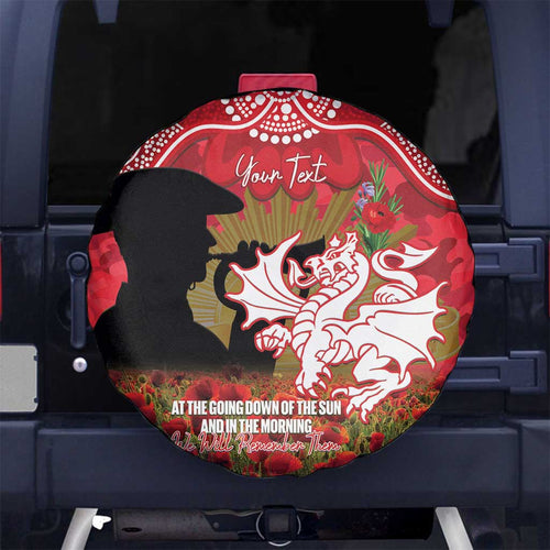 Personalised Dragons Rugby ANZAC Day Spare Tire Cover Last Post Poppy We Will Remember Them