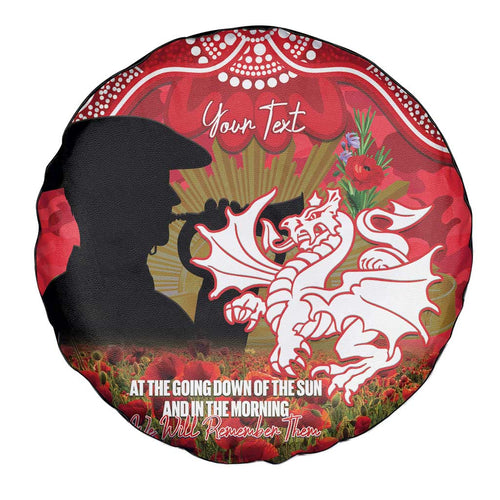 Personalised Dragons Rugby ANZAC Day Spare Tire Cover Last Post Poppy We Will Remember Them