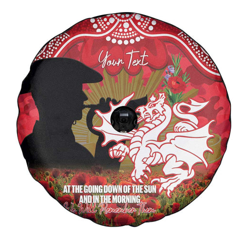 Personalised Dragons Rugby ANZAC Day Spare Tire Cover Last Post Poppy We Will Remember Them