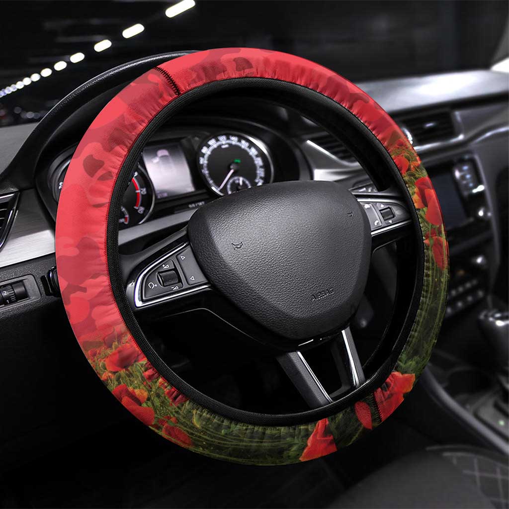Dragons Rugby ANZAC Day Steering Wheel Cover Last Post Poppy We Will Remember Them