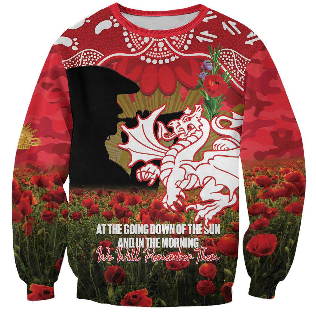 Personalised Dragons Rugby ANZAC Day Sweatshirt Last Post Poppy We Will Remember Them