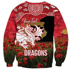 Personalised Dragons Rugby ANZAC Day Sweatshirt Last Post Poppy We Will Remember Them