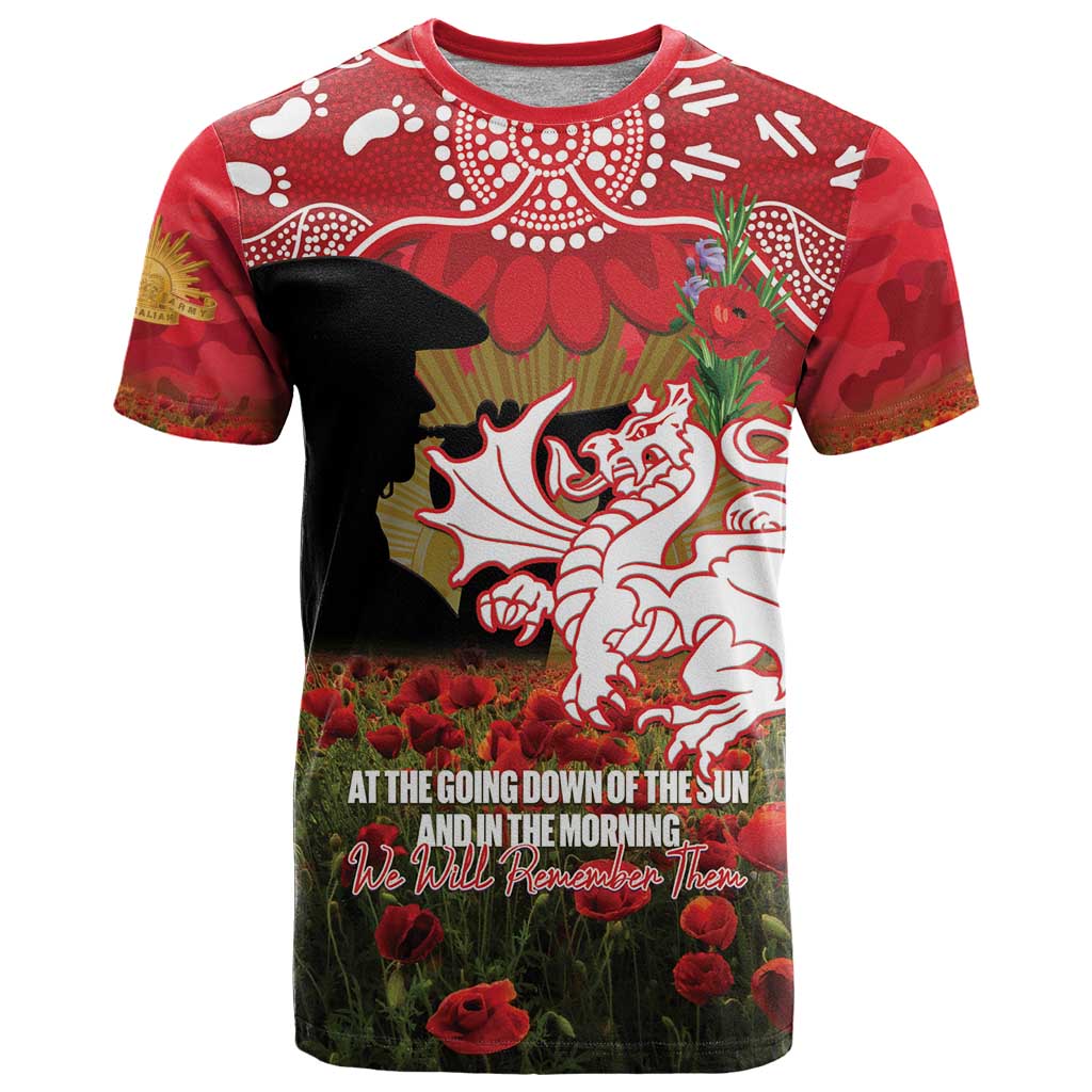 Personalised Dragons Rugby ANZAC Day T Shirt Last Post Poppy We Will Remember Them