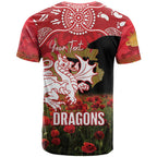 Personalised Dragons Rugby ANZAC Day T Shirt Last Post Poppy We Will Remember Them