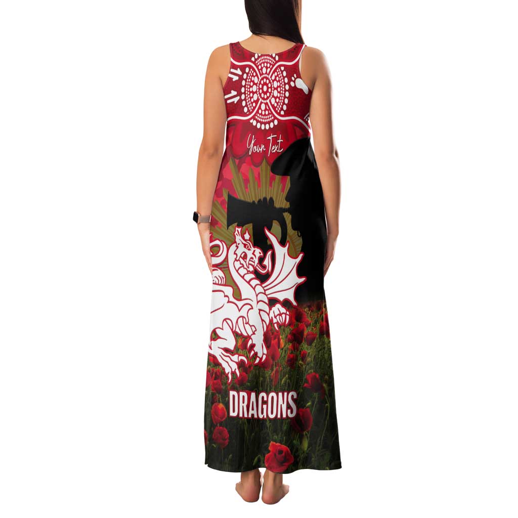 Personalised Dragons Rugby ANZAC Day Tank Maxi Dress Last Post Poppy We Will Remember Them
