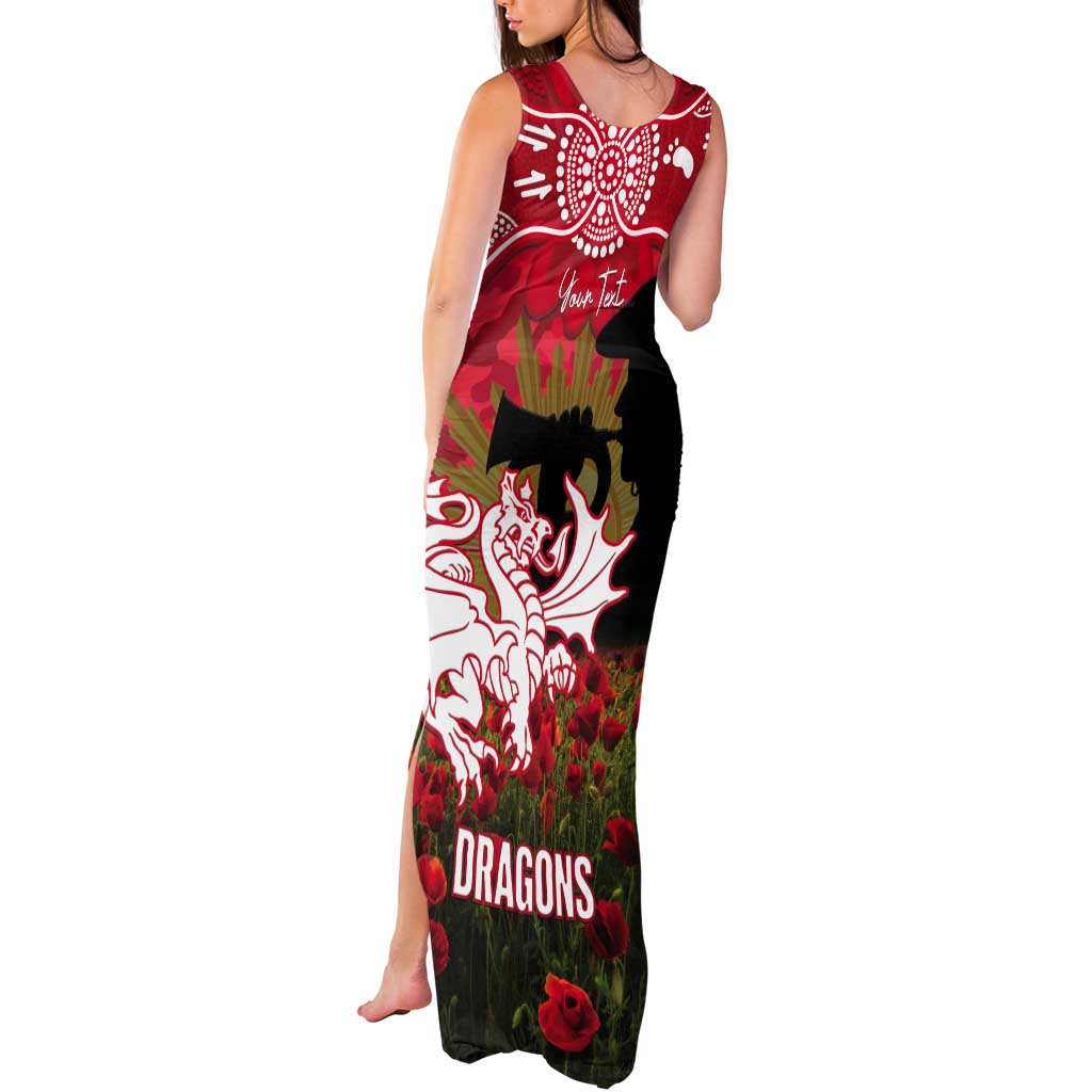 Personalised Dragons Rugby ANZAC Day Tank Maxi Dress Last Post Poppy We Will Remember Them