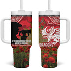 Personalised Dragons Rugby ANZAC Day Tumbler With Handle Last Post Poppy We Will Remember Them