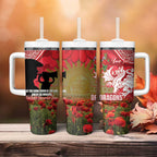 Personalised Dragons Rugby ANZAC Day Tumbler With Handle Last Post Poppy We Will Remember Them