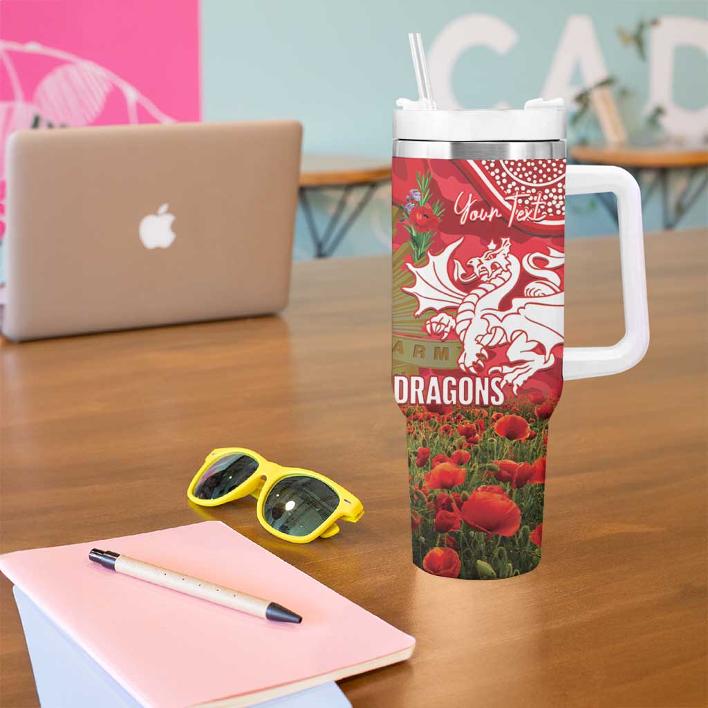 Personalised Dragons Rugby ANZAC Day Tumbler With Handle Last Post Poppy We Will Remember Them