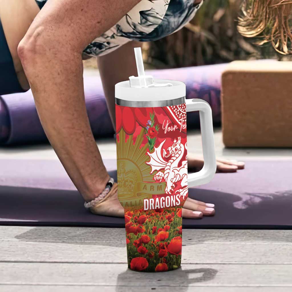 Personalised Dragons Rugby ANZAC Day Tumbler With Handle Last Post Poppy We Will Remember Them
