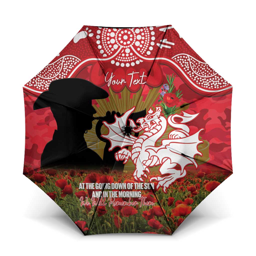 Personalised Dragons Rugby ANZAC Day Umbrella Last Post Poppy We Will Remember Them
