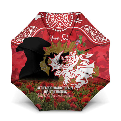 Personalised Dragons Rugby ANZAC Day Umbrella Last Post Poppy We Will Remember Them