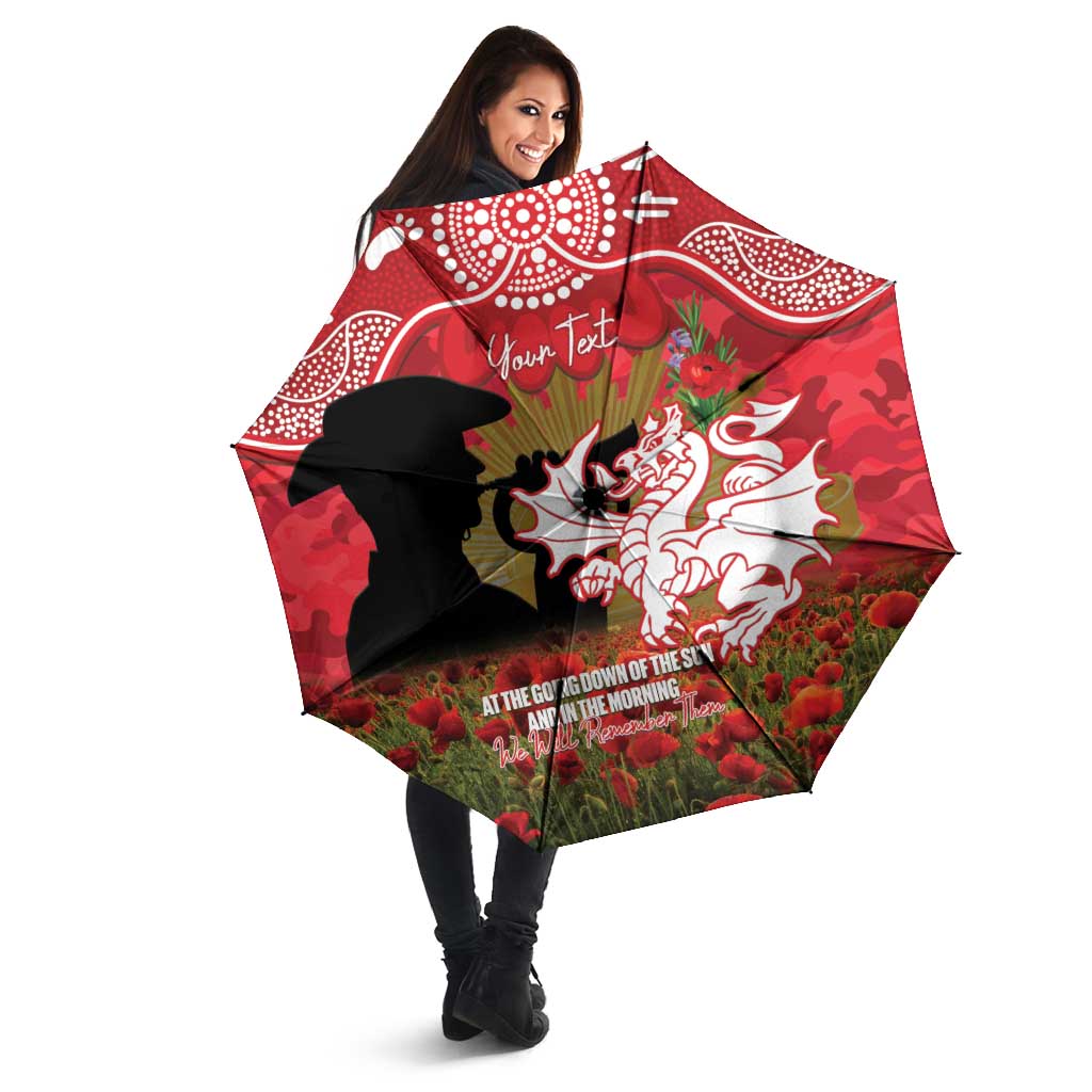 Personalised Dragons Rugby ANZAC Day Umbrella Last Post Poppy We Will Remember Them