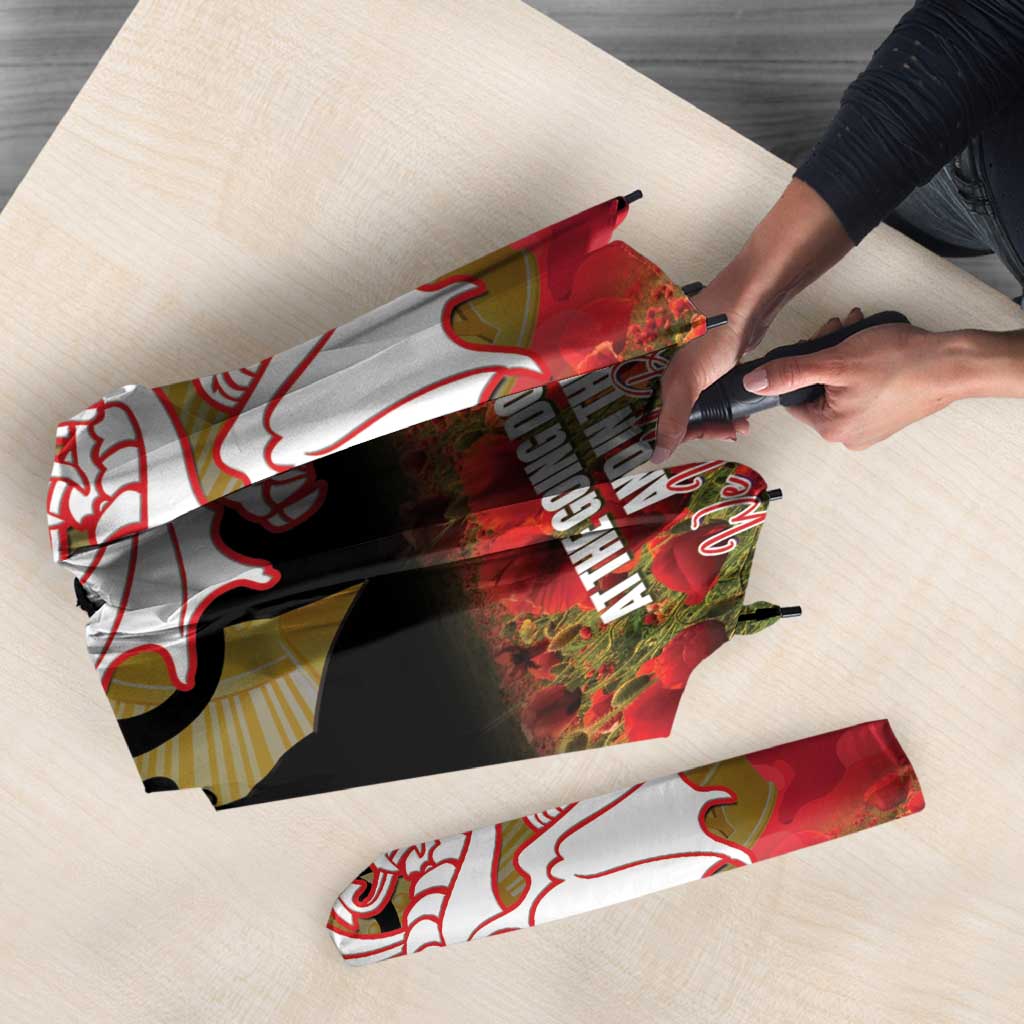 Personalised Dragons Rugby ANZAC Day Umbrella Last Post Poppy We Will Remember Them