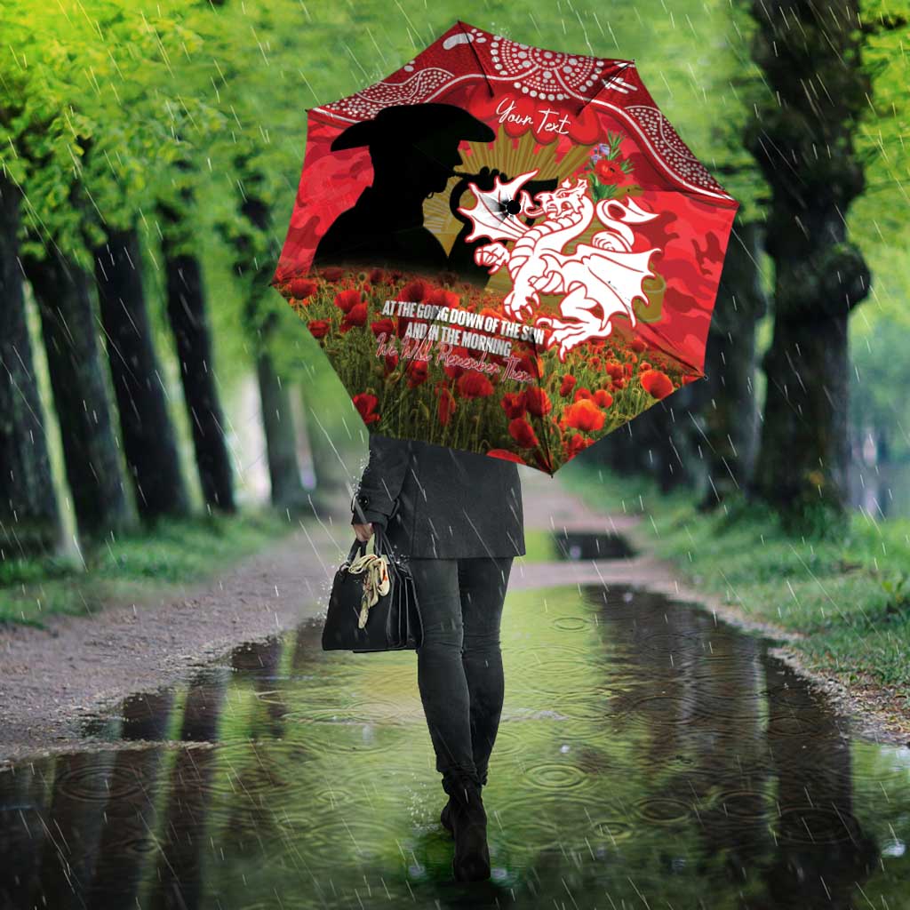 Personalised Dragons Rugby ANZAC Day Umbrella Last Post Poppy We Will Remember Them