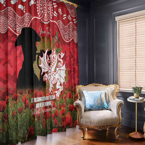 Personalised Dragons Rugby ANZAC Day Window Curtain Last Post Poppy We Will Remember Them