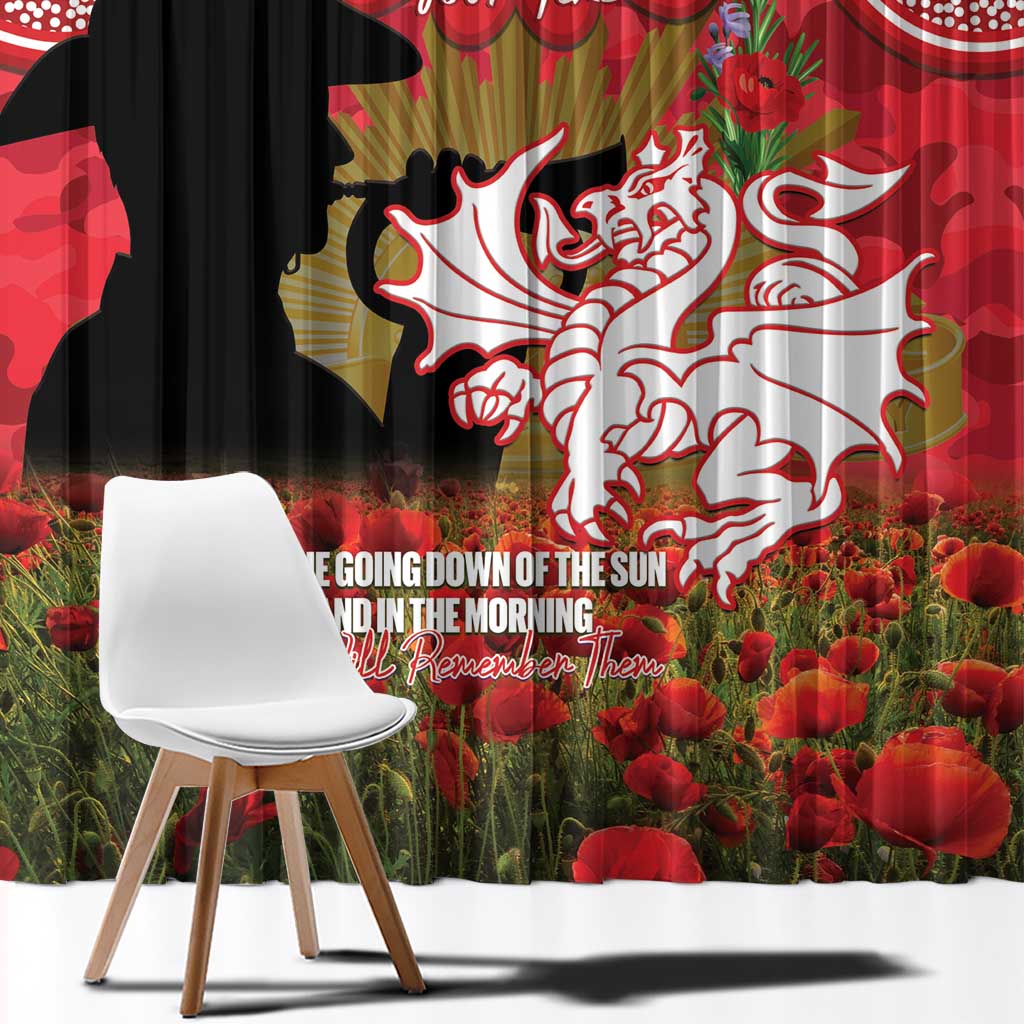 Personalised Dragons Rugby ANZAC Day Window Curtain Last Post Poppy We Will Remember Them