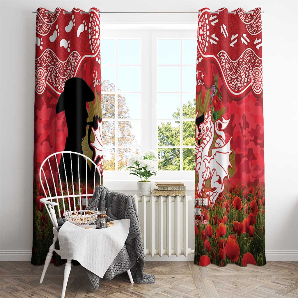 Personalised Dragons Rugby ANZAC Day Window Curtain Last Post Poppy We Will Remember Them