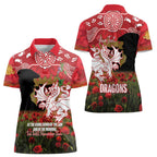Personalised Dragons Rugby ANZAC Day Women Polo Shirt Last Post Poppy We Will Remember Them