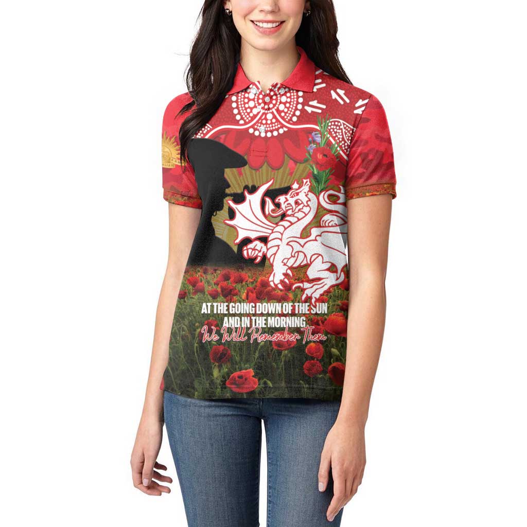 Personalised Dragons Rugby ANZAC Day Women Polo Shirt Last Post Poppy We Will Remember Them