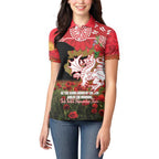 Personalised Dragons Rugby ANZAC Day Women Polo Shirt Last Post Poppy We Will Remember Them