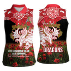 Personalised Dragons Rugby ANZAC Day Women Sleeveless Polo Shirt Last Post Poppy We Will Remember Them