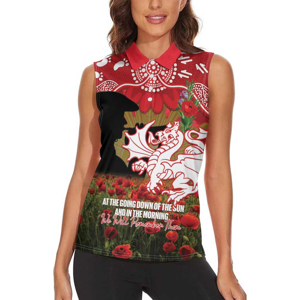 Personalised Dragons Rugby ANZAC Day Women Sleeveless Polo Shirt Last Post Poppy We Will Remember Them