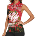 Personalised Dragons Rugby ANZAC Day Women Sleeveless Polo Shirt Last Post Poppy We Will Remember Them